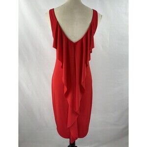 Bailey 44 Slow Dance Jersey Dress Red Small Sleeveless V-neck Ruffle Back